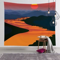 custom popular sunrise sunset tapestry hippie tapestries wall art decor hanging fabric living ceiling room cgt005