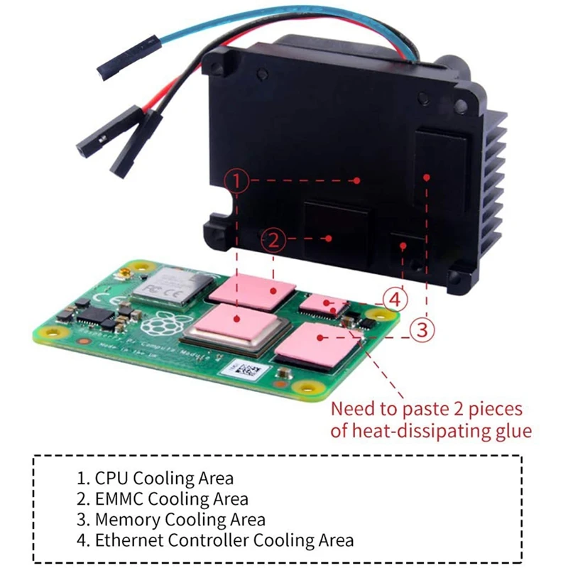 

Aluminum Alloy Heatsink with PWM Fan for Raspberry Pi Compute Module 4, Passive Cooling Radiator with Speed Control Fan