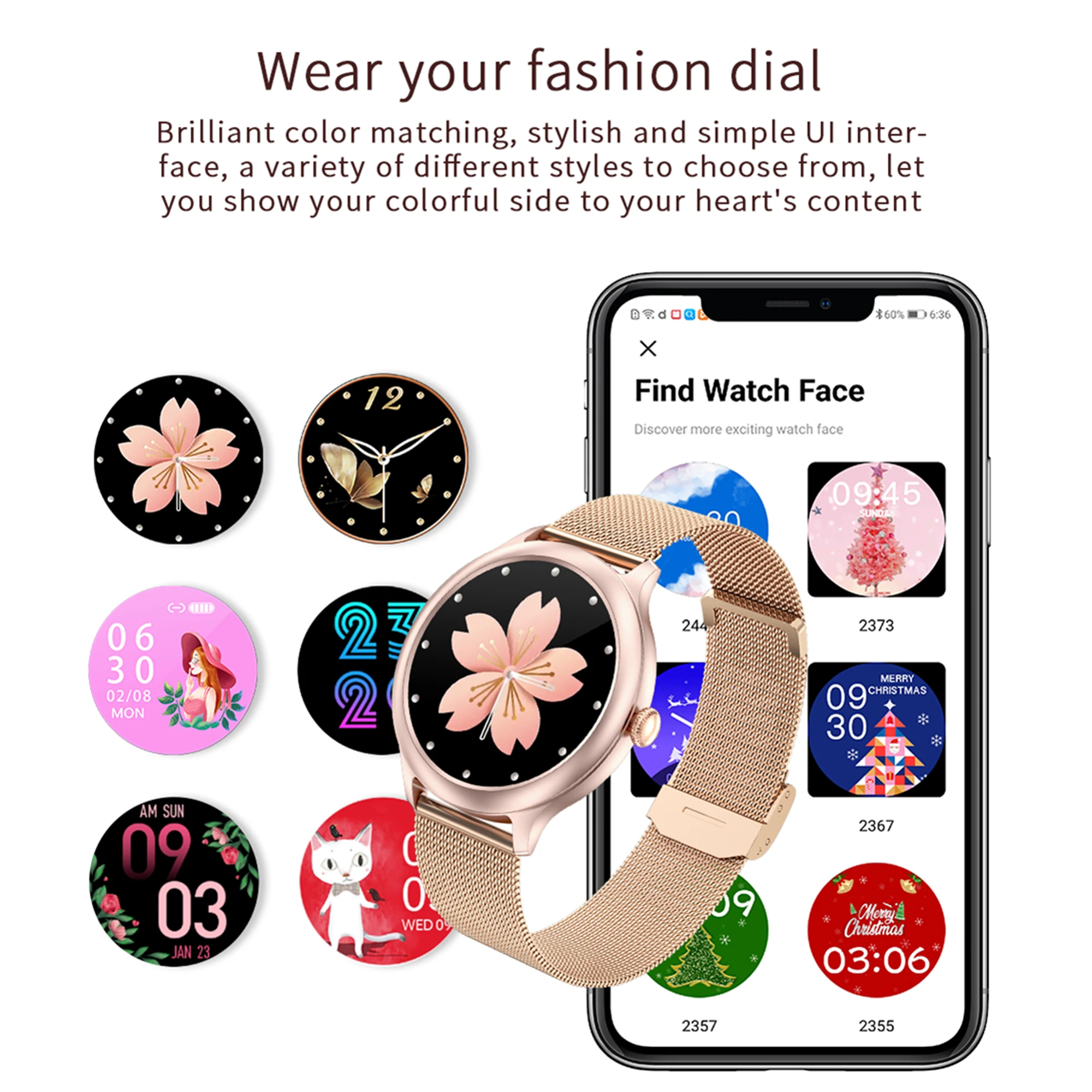 DK19 Smart Watch Women 1.28" Full Touch Screen IP68 Waterproof 24 Hours Heart Rate Blood Pressure Oxygen Physiological PK KW20 |