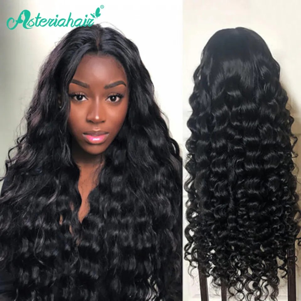 Астерия водная волна 5x5 кружева закрытие волос парики для чернокожих Для женщин