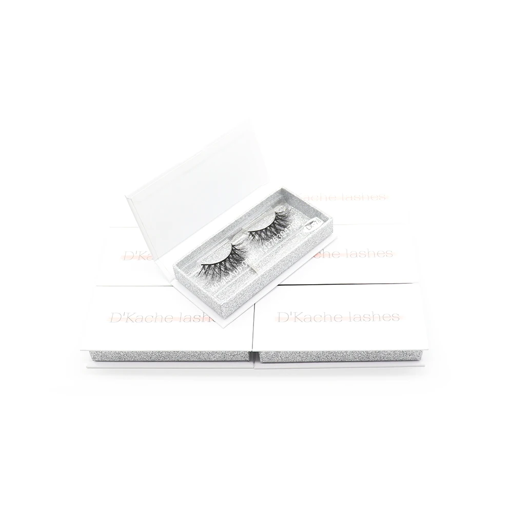 

Custom White Rectangular Eyelash Case With Logo Wholesale Mink Lash Soft Lashes Handmade Dramatic Reusable Natural Eyelashes
