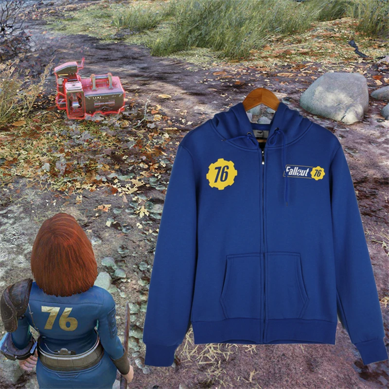 Новая игра Fallout 4 Косплей костюмы толстовки Refuge WEST VIRGINIA 76 SHELTER толстовка с капюшоном на застежке-молнии Спортивная куртка пальто Топ