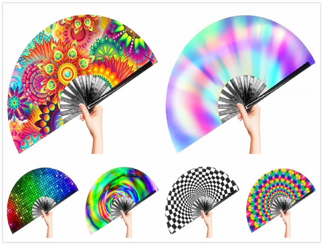 

Folding Hand Fan for Men/Women,for Electronic Dance Music Party, Performance, Decorations, Gift (Fantasy Flowers) large hand fan