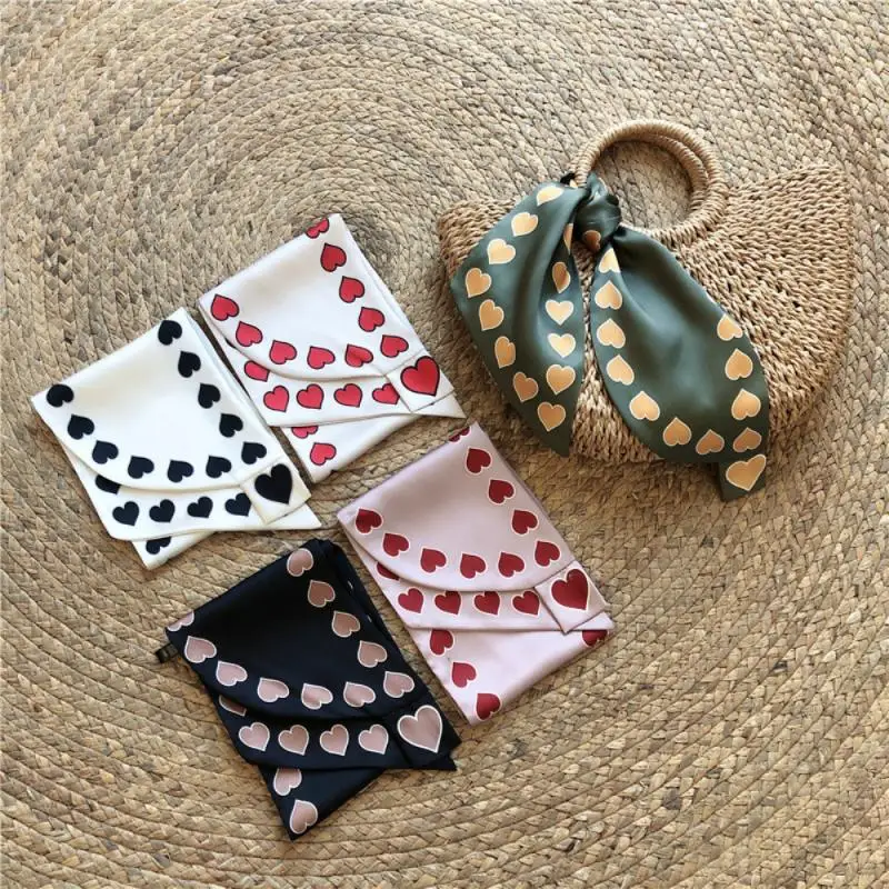 

Hot Sale Silk Hair Scarf Children Print Headband Love Heart Neckerchief Woman Hair Accessories Clothes Decoration Tie
