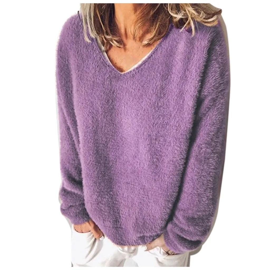 Элегантный вязаный свитер пуловеры модные женские однотонные рубашки с длинным