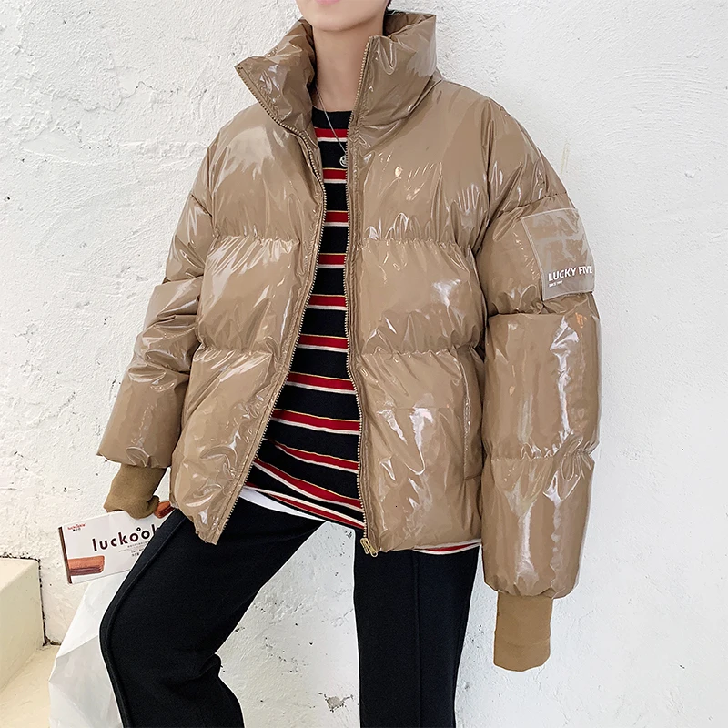 khaki Зимняя Мужская короткая хлопковая стеганая одежда, мужская верхняя одежда, одежда для влюбленных, водонепроницаемые парки, повседневные теплые зимние куртки - Цвет: khaki