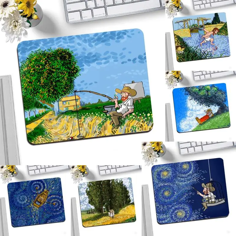 

Van Gogh Art Natural Rubber Gaming mousepad Desk Mat Desktop Mousepad Gaming Small Mouse Pad 25X20CM Keyboard Mat