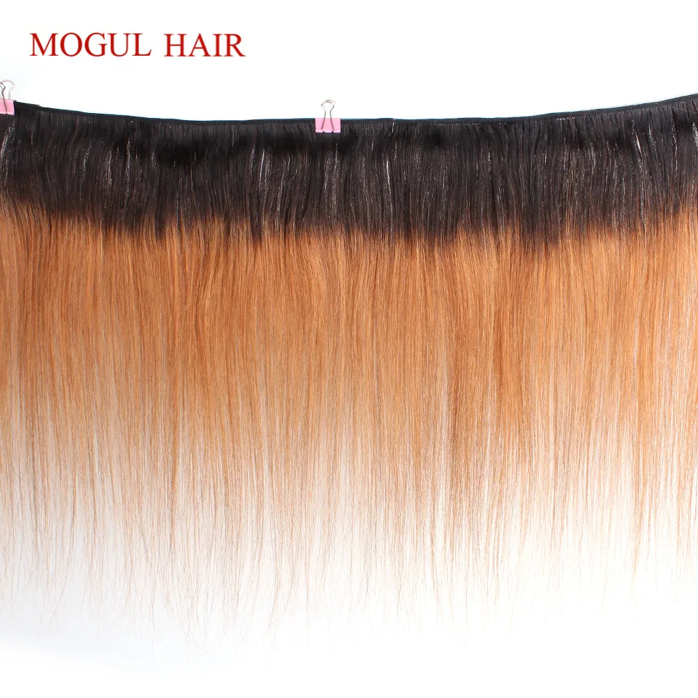 MOGUL HAIR T 1B 27 Омбре медовый блонд волосы на Трессах 3/4 пучков индийские прямые волосы не Реми человеческие волосы для наращивания 10-24 дюймов