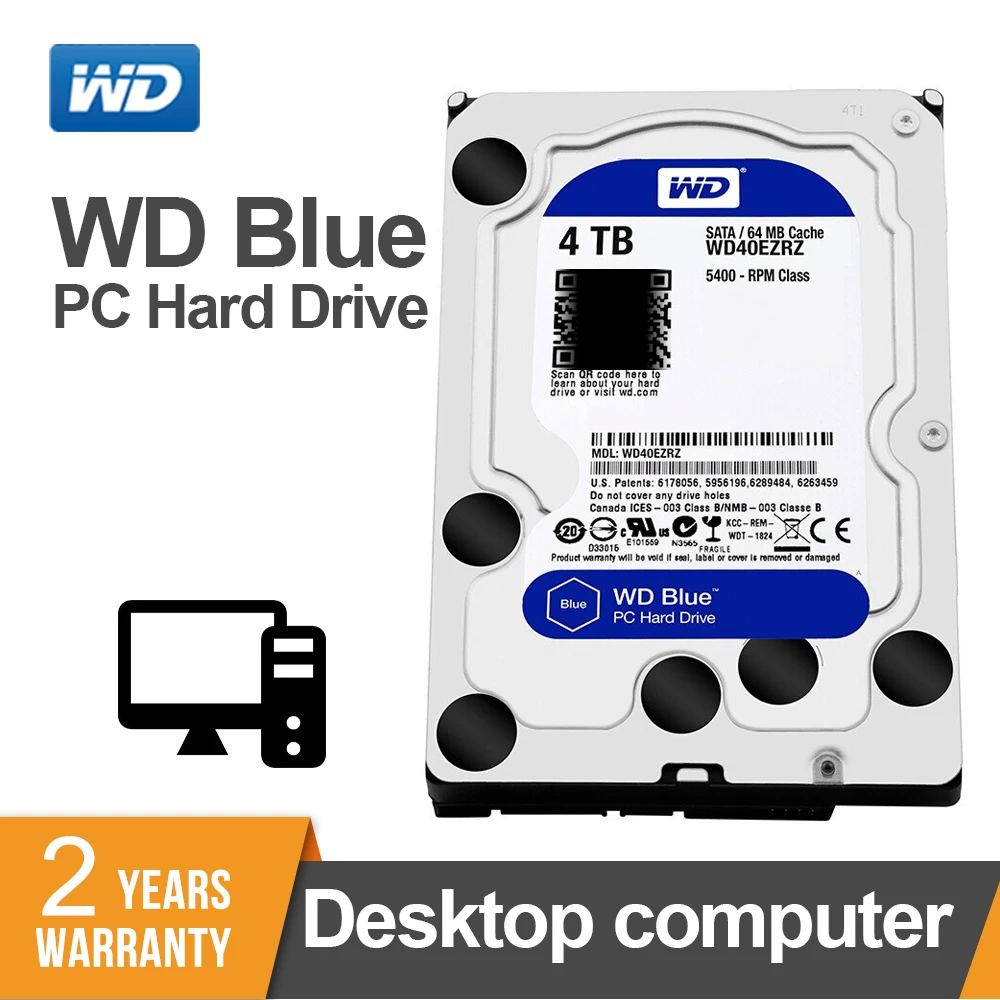 Внутренний жесткий диск Western Digital 4 ТБ Sata 3 5 '' для настольных ПК | Компьютеры и