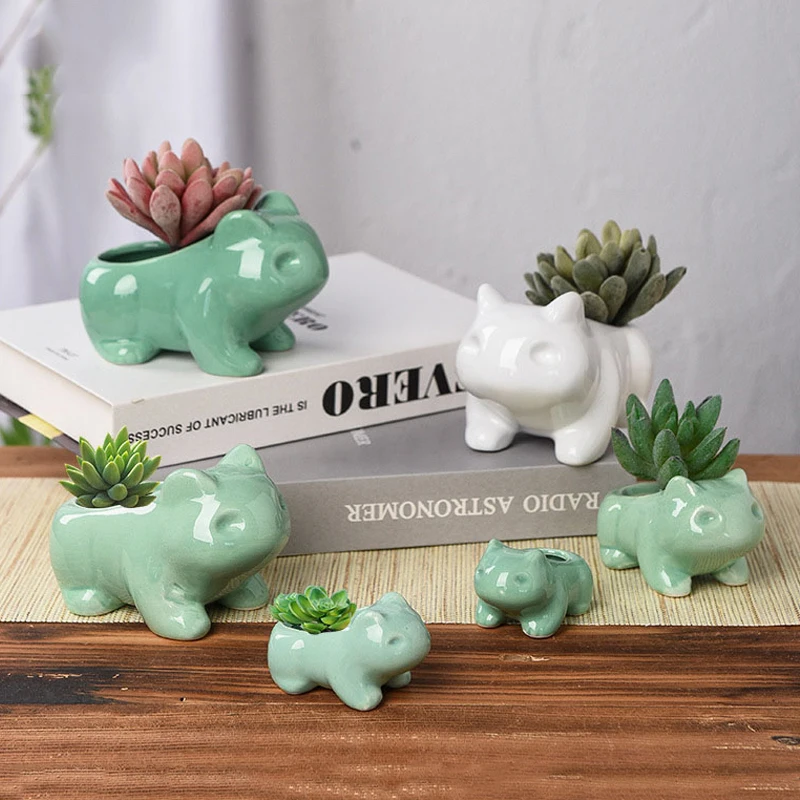 

Glazed Ceramic Frog Succulent Flower Pot Ceramic Handicraft Ornaments Cute Animal Flower Pot Miniature Plant Flower Pot