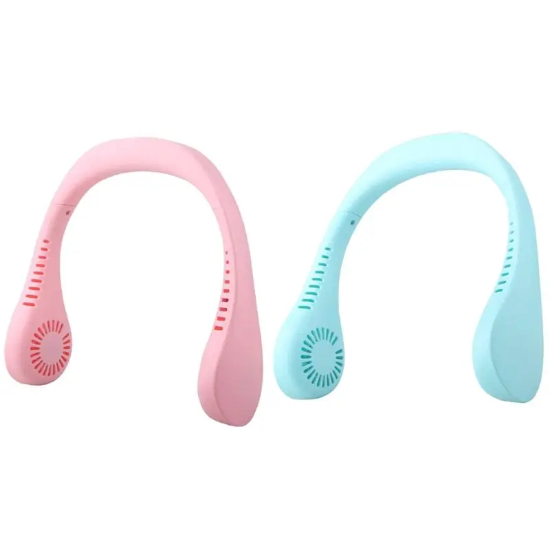 

Neck Hanging Fan 2 in 1 Dual Head Mini Air Cooler Conditioner 3 Speed Adjustable Portable USB Rechargeable for Traveling