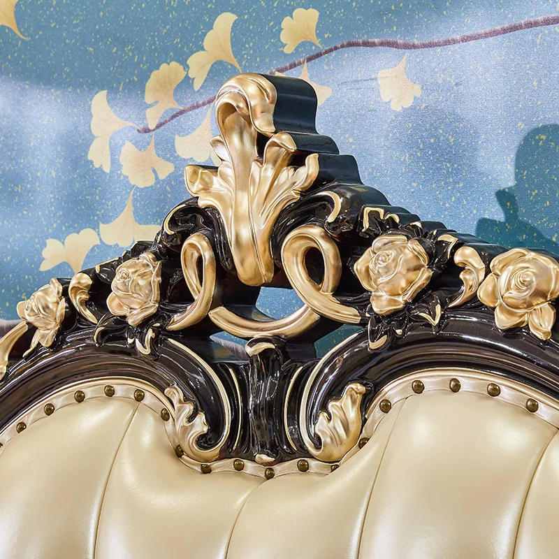 Комплект мебели для спальни из цельного дерева в классическом стиле King|Кровати| |