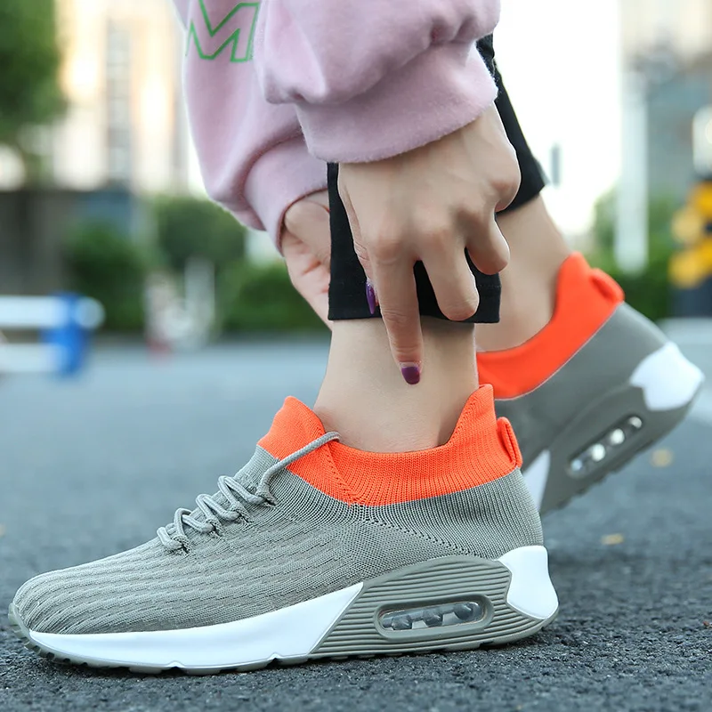 

Women Tennis Shoes Breathable Mesh Slip-on Female Sock Footwear Outdoor Women Sneakers Thick Bottom Platforms Sneakers Women