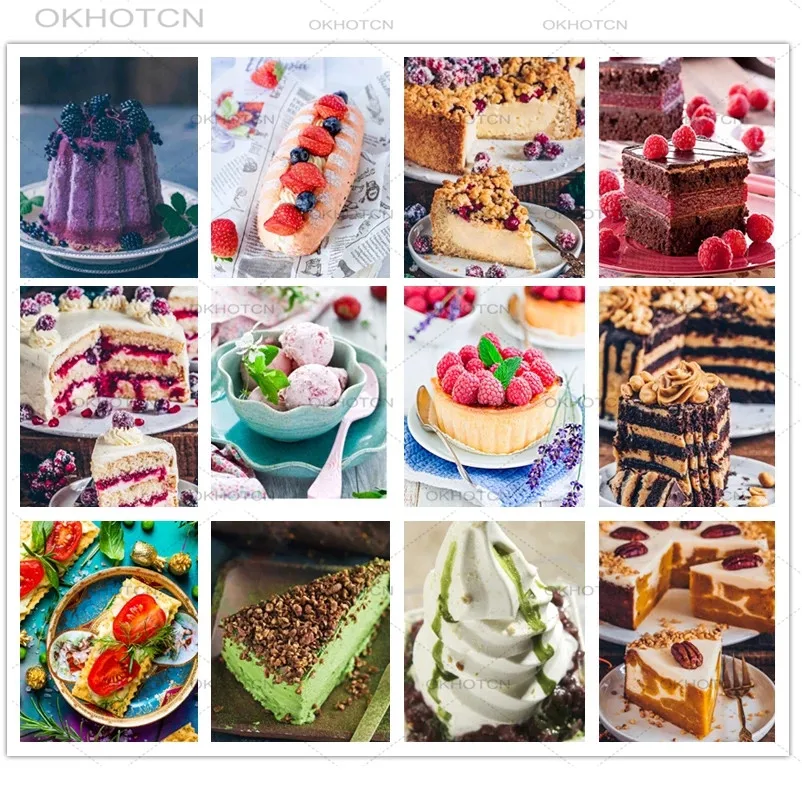 

Food Picture 5D Diamond Painting Full Square Ice Cream Diamond Embroidery Cross Stitch Kitchen Restaurant Cake Decoration