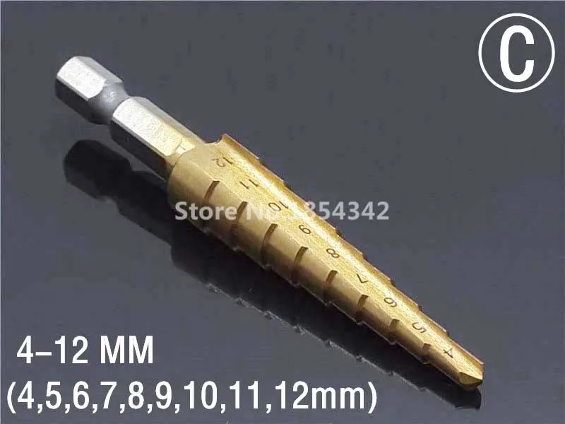 HSS Титан 4-12 мм спиральный рифленый 1/4 шестигранный хвостовик металлический Шаг сверло отверстие резак дерево конусный сердечник сверлильная пила электросверла инструмент