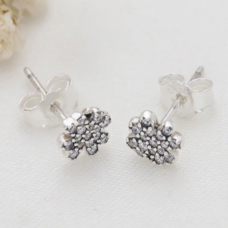 

100% 925 Sterling Silver Pan Earring Creative Lucky Clover Earrings For Women Wedding Gift Fashion Jewelry
