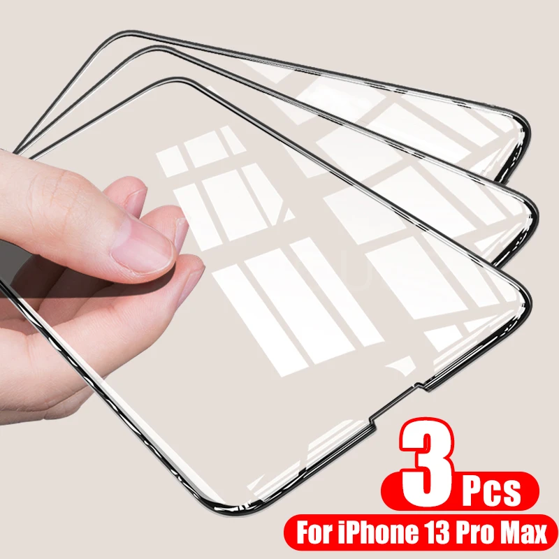 

3PCS Full Cover Tempered Glass On the For iPhone 11 12 13 Pro Max Screen Protector For iPhone 12 13 Mini Protective Glass Film