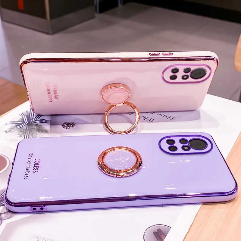

30PCS Luxury Ring Holder Plating Phone Case for iPhone 11 12 13 Pro Max Mini XS XR X 7 8 6 Plus Stand Soft Silicone Back Cover