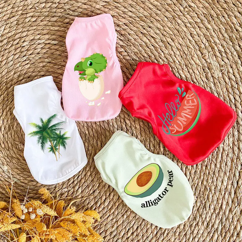 Летняя жилетка для собак рубашка одежда жилет домашних животных кошек хлопковая