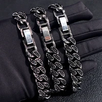 13mm black rhinestone cuban link chain anklets bracelet for women men hip hop iced out cuban anklet barefoot sandals jewelry
