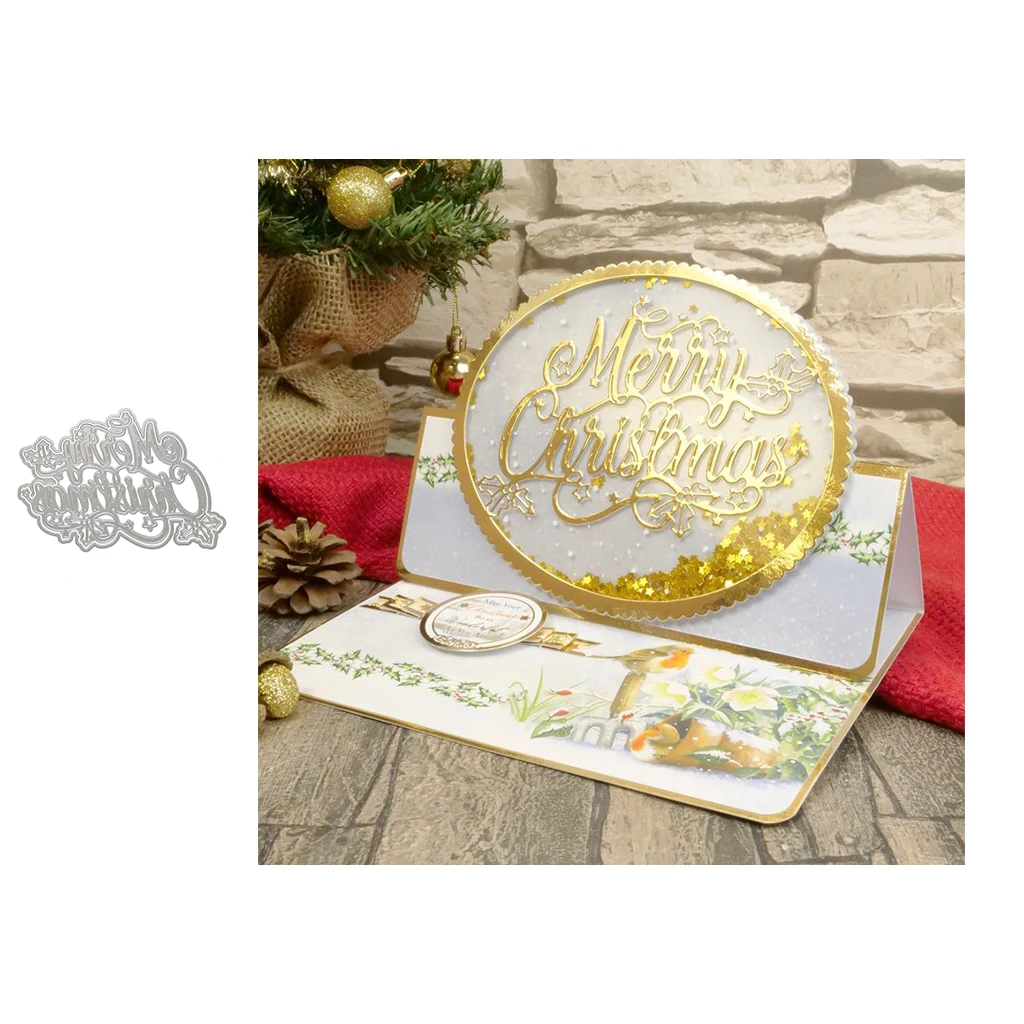 

JC Merry Christmas Letters Metal Cutting Dies DIY Scrapbooking Die Cut for Card Make Stencil Craft Mold Mould Model Decoration