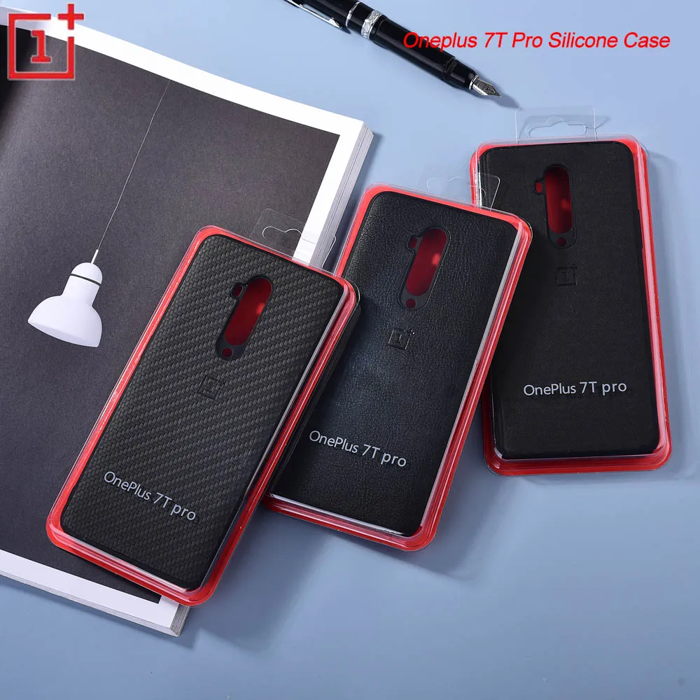 Oneplus 7T Pro Чехол из углеродного волокна Кожаный жесткий ударопрочный чехол с