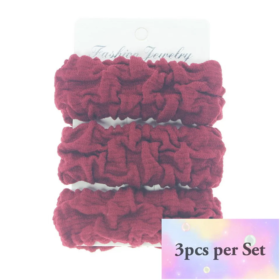 3pcs Wine Red Женские украшения, головной убор, резинки для волос, резинки для волос для девушек, аксессуары для волос для женщин, резинки для волос, резинки - Цвет: 3pcs Wine Red