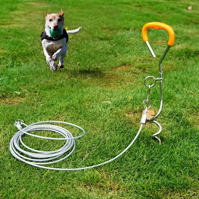 

Outdoor Dog Pile Stainless Steel Fixed Dog Leash Kit Generies Spiral Ground Stake Spike Out For Outdoor Yard and Camping