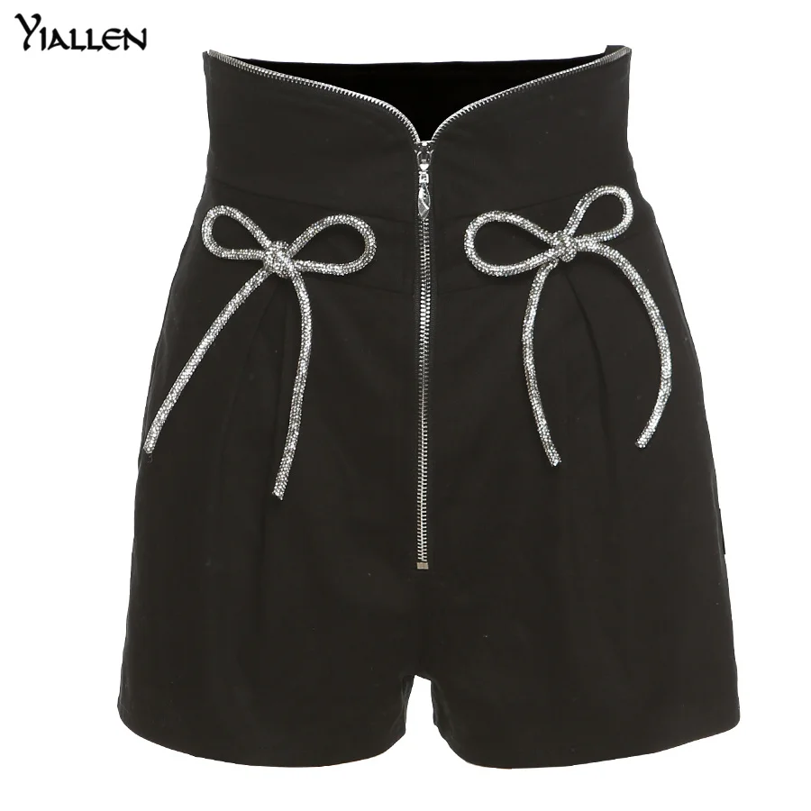 

Yiallen Sexy Casual Summer Short Pants 2021 New Fashion Women Black Bow decoration Women Shorts Streetwear High Workout Shorts