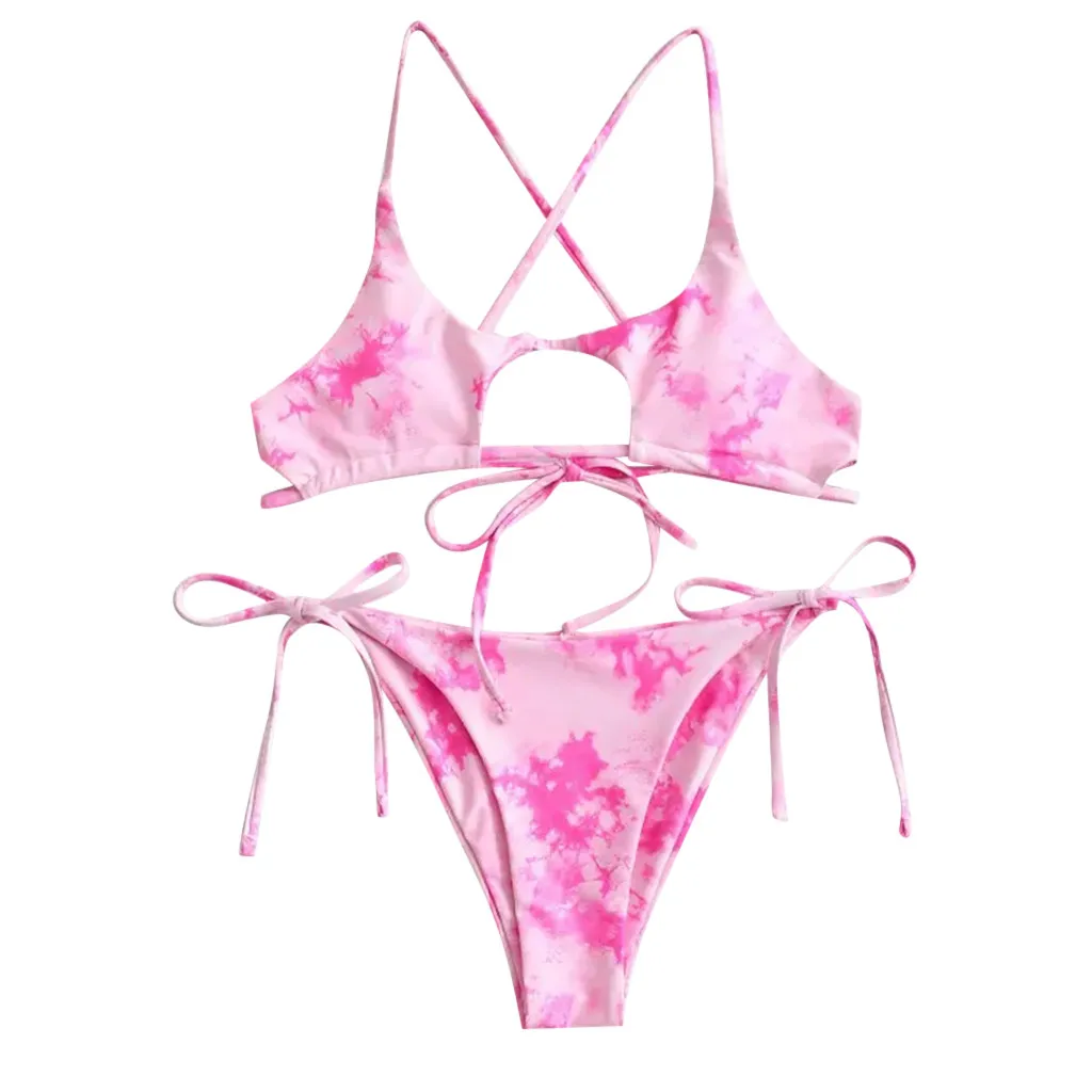 2020 сексуальная одежда для плавания Женский Галстук-краска с высокой талией