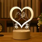 3D лампа Love, акриловый светодиодный ночсветильник, свадебное украшение, 3D иллюзия, светодиодная лампа с сенсорным выключателем, Настольный светильник