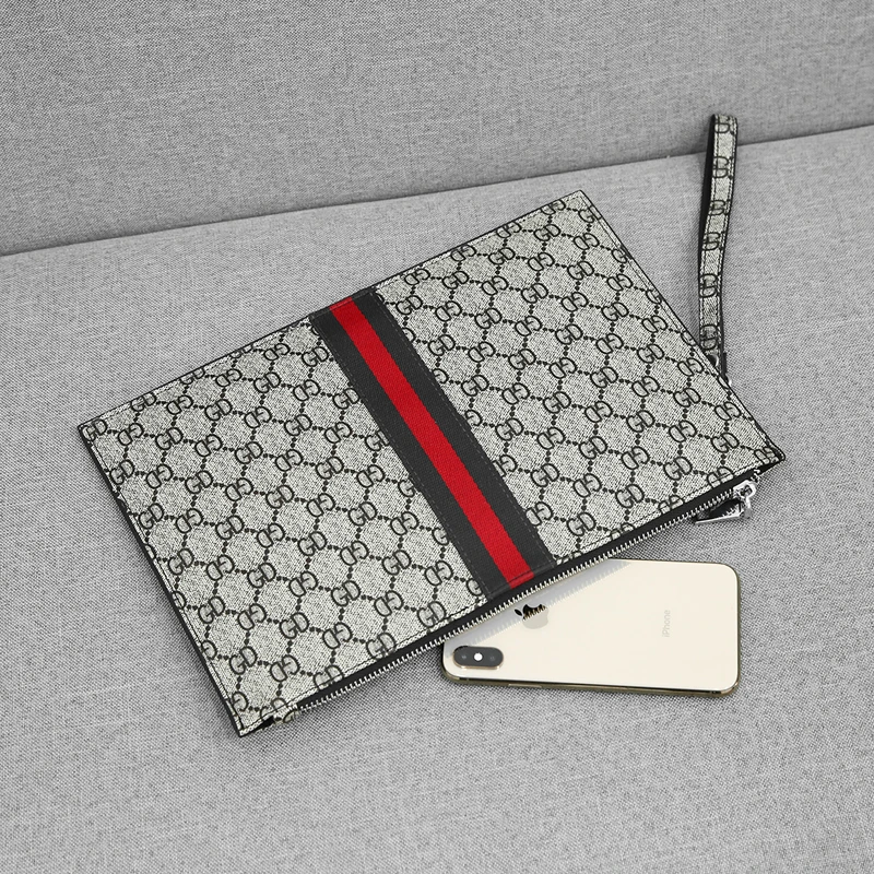 

2021 Men's Leather Envelope Clutch Large Capacity European Style luxurious Convenient Classic Plaid Design ClutchPurses
