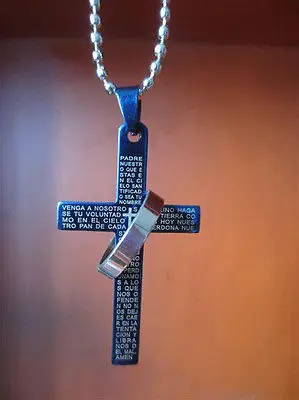 

High Quality Lord's Prayer Cross Pendant With Chain Vintage Titanium Steel Bible Necklaces & Pendants Women Men Jesus Jewelry
