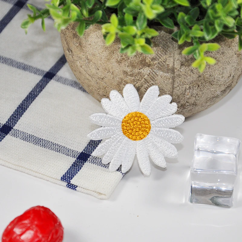 Высококачественные белые нашивки с маргаритками для одежды полоски сделай сам