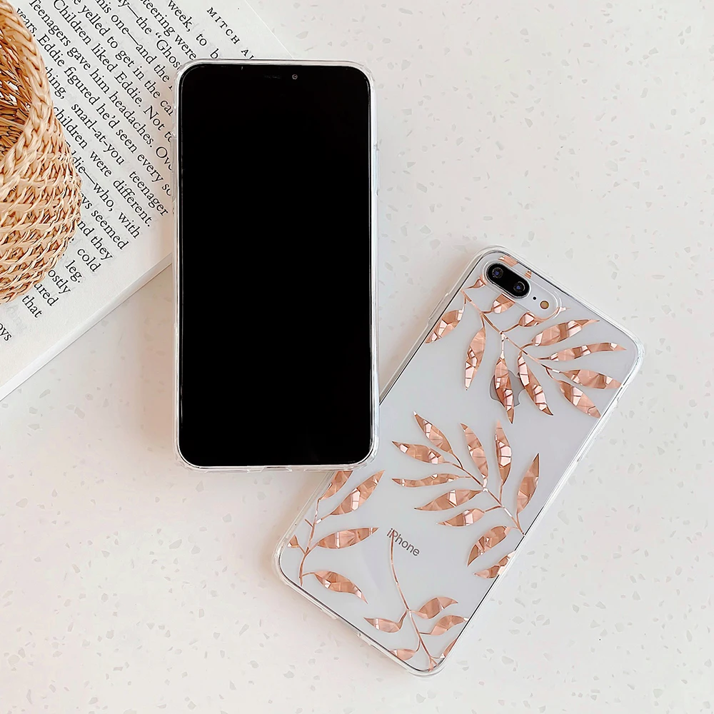 LOVECOM листья и ананас Прозрачный чехол для телефона для iPhone 11 Pro Max XR XS Max 7 8 Plus X Прозрачная мягкая Гальваническая задняя крышка