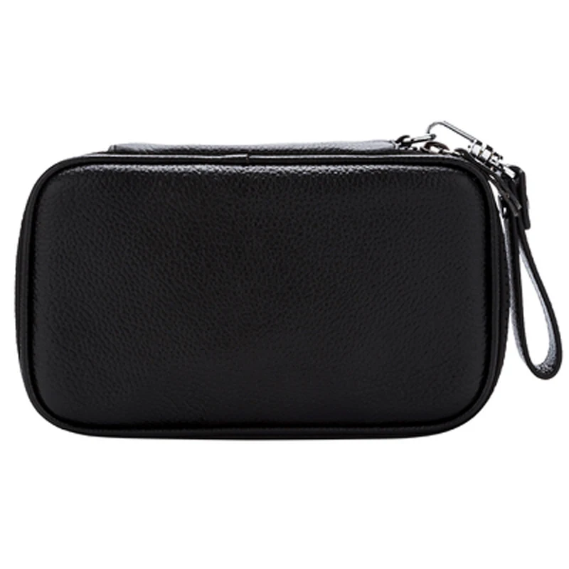 

LUBINSKI Genuine Leather Black Tobacco Storage 2 Pipes Cigar Cigarette Case Bag Pipe Pocket Pipe Holder Tool For Cohiba