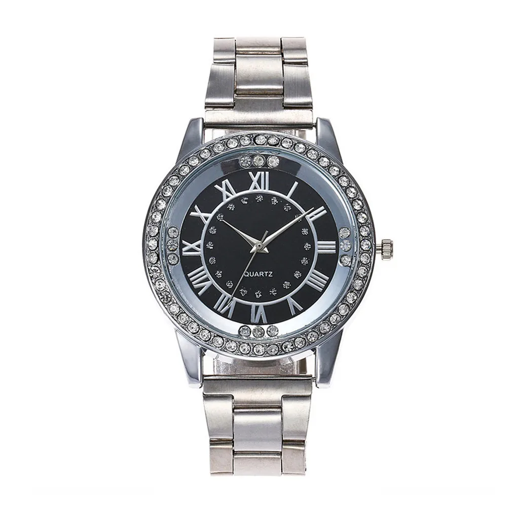 Модные женские повседневные часы розовое золото серебро ремешок с кристаллами