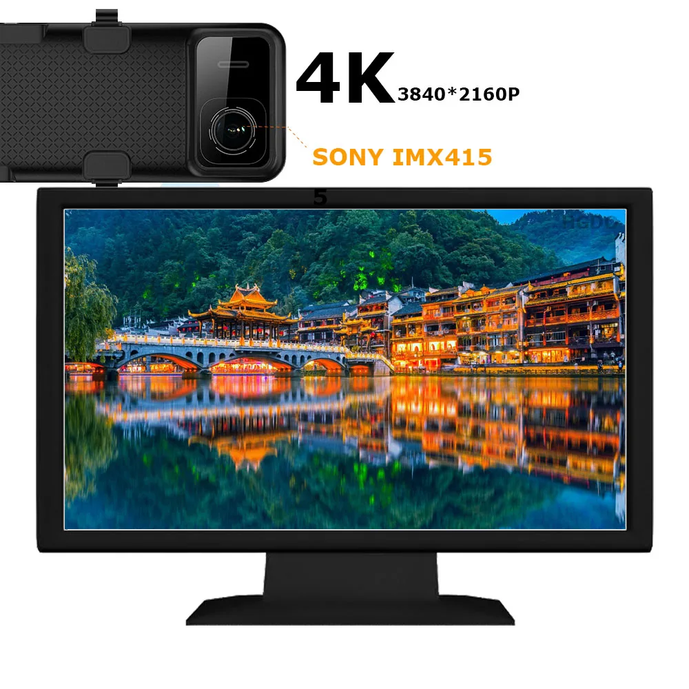 Автомобильный видеорегистратор HGDO 4K на приборную панель 3840*2160P Sony IMX 415 зеркало