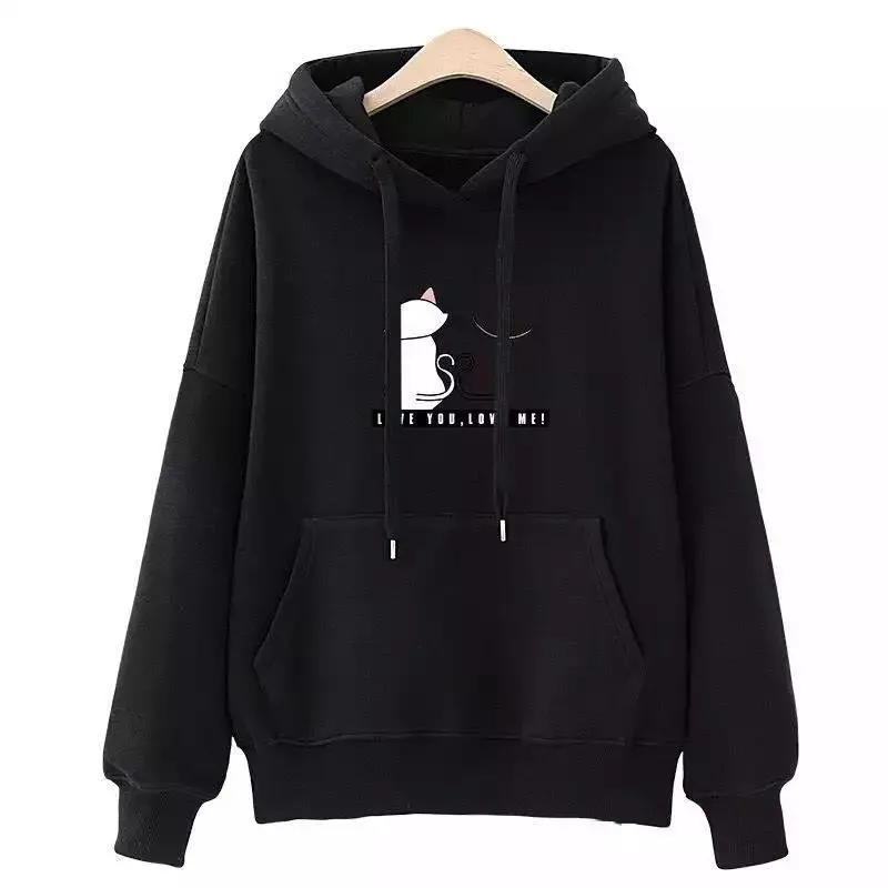2021 spring Hoodies The new Korean style hooded plus fleece sweater INS female print all-match wide student shirt trend