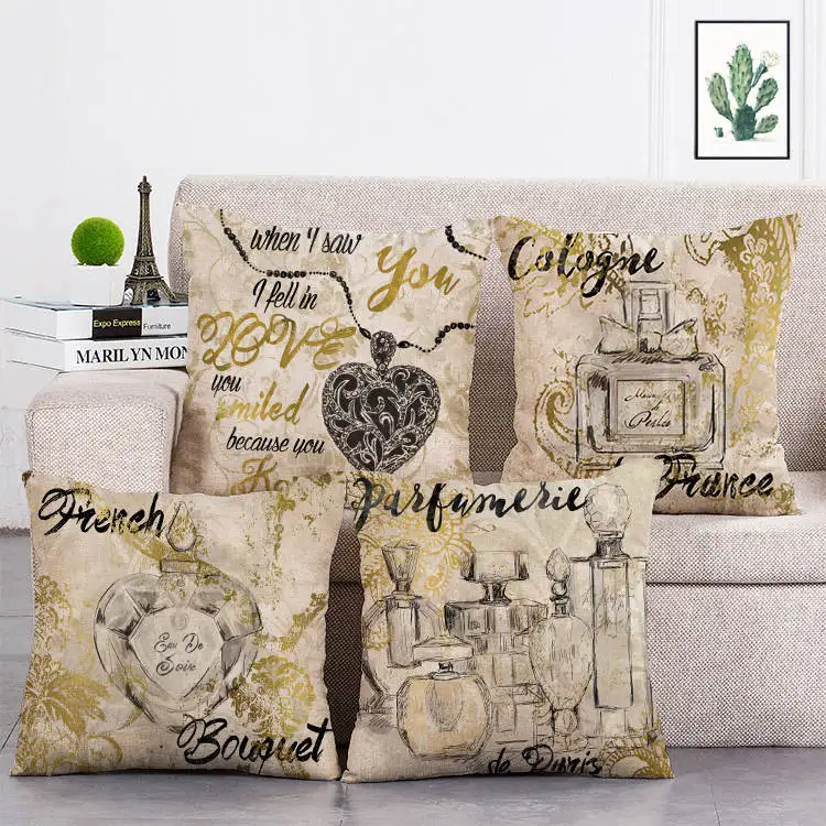 

Perfume Box Decorative Cushion Cover Cotton Linen Square Throw Pillow Cover 45x45CM Pillow Case Home Office Car Sofa Decor T174