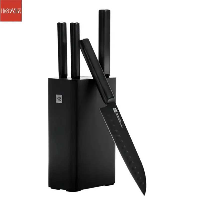Youpin Huohou antiadherente cuchillo todo prop&oacute;sito de cocina de acero inoxidable cuchillo cortar Chef picado hueso 5 unids/set para xiaomi Cocina-1