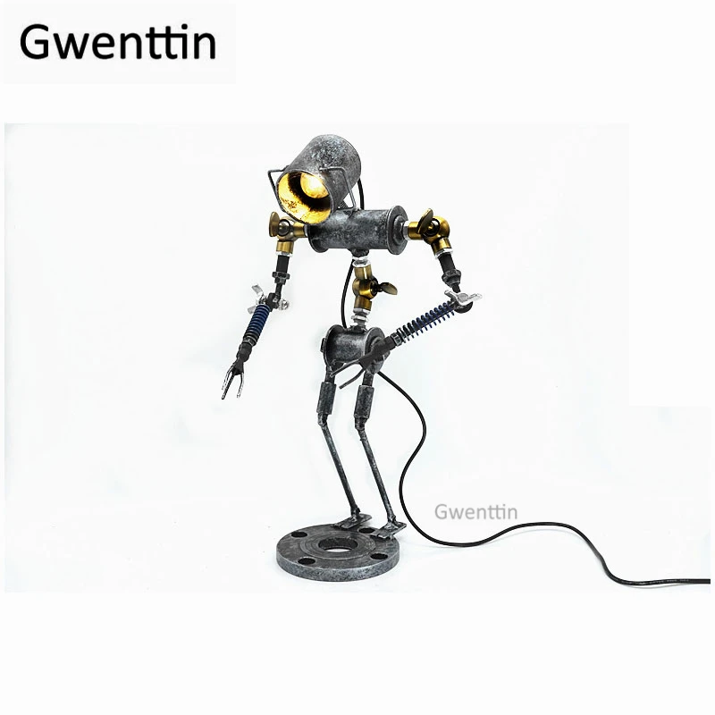 Винтажная труба робот стол Сделай Сам лампы Ретро железная светодиодная Лофт