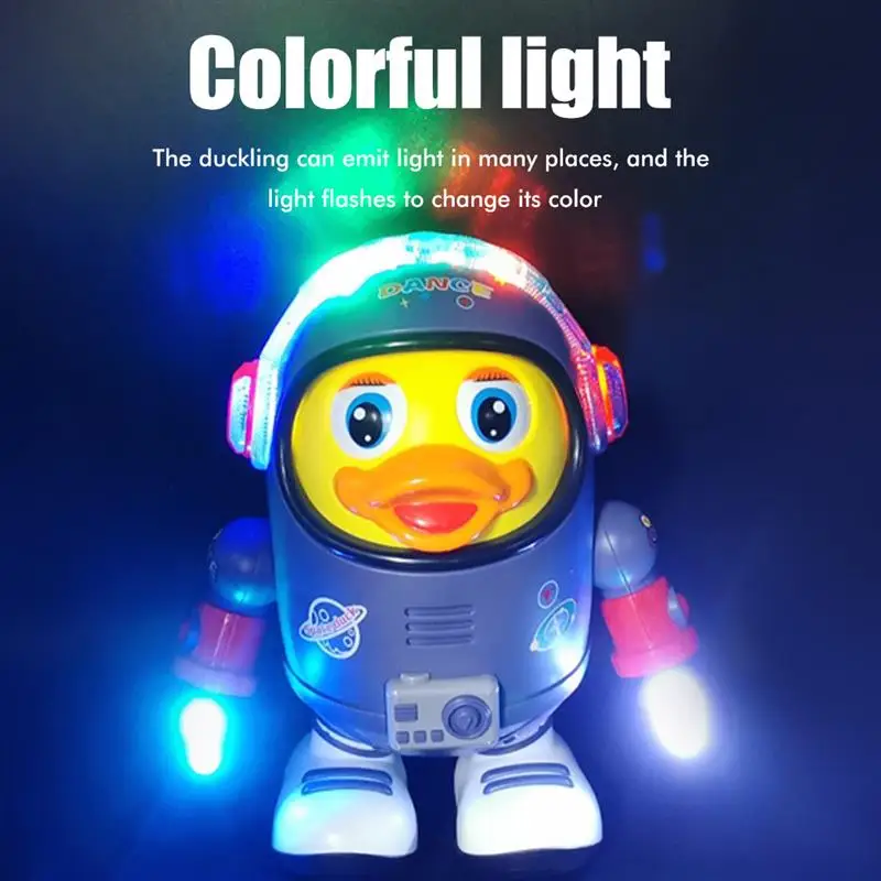 Juguete educativo de pato espacial para ni&ntilde;os, Juguete Musical el&eacute;ctrico, con luces y sonidos-0