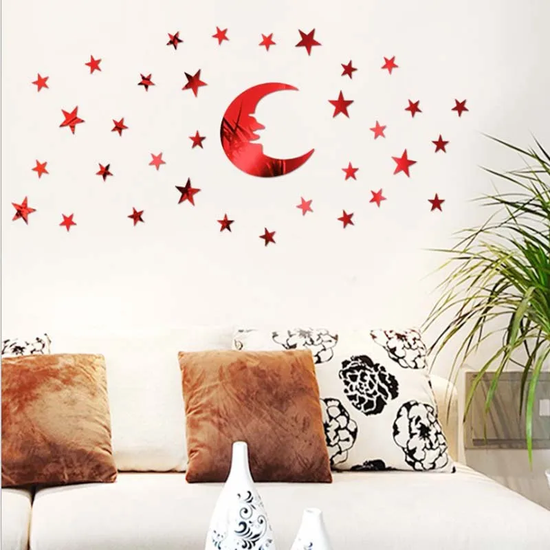 

39Pcs Classic 3D Wall Stickers Moon Star Room Stickers Wall Decoration for Children Bedroom Wall Sticker Decal Wall Art DIY Gift