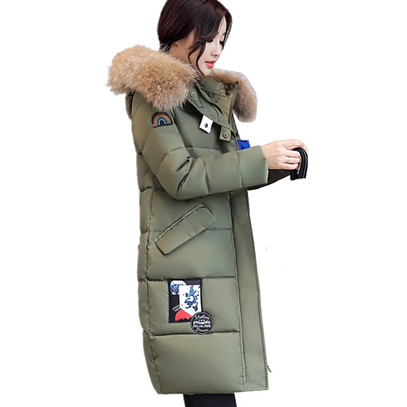 

2021 Fur Hooded Winter Women Cotton Padded Coat Thick Warm Female Jacket Parkas Jaqueta Feminina Inverno ST227