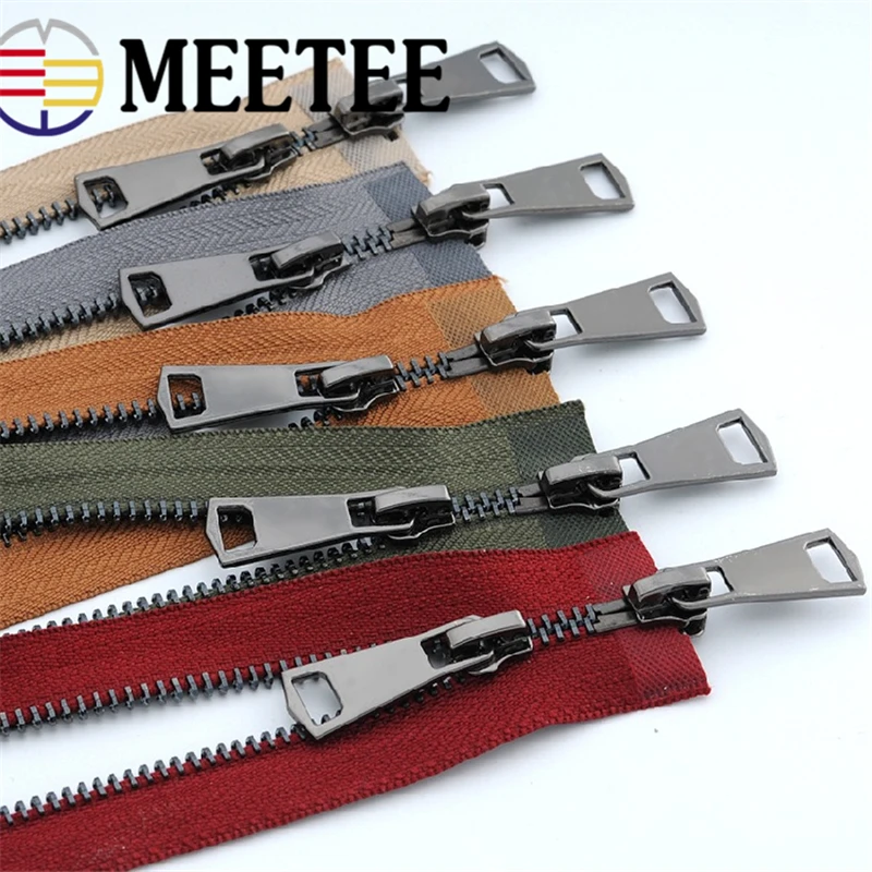 Meetee 120 см 5 # двойной ползунок с открытым концом металлическая молния черные зубья