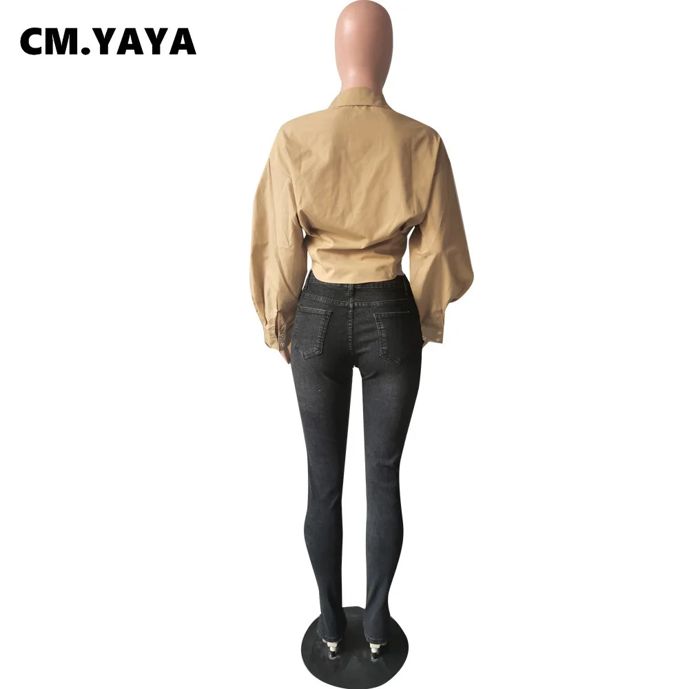 Женская блузка с длинным рукавом-фонариком CM.YAYA винтажная Модная рубашка на