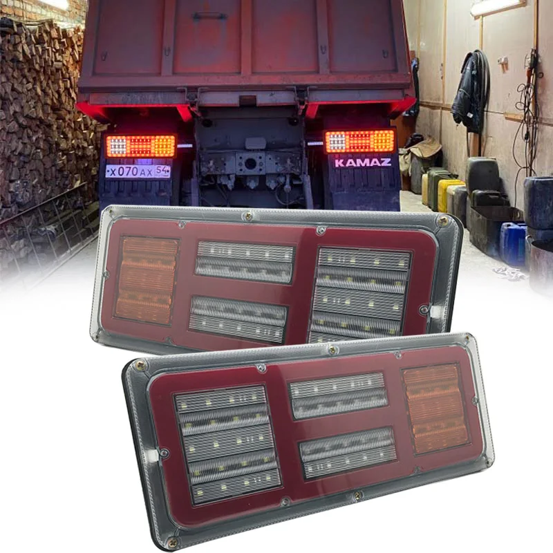 

Светодиодный задний фонарь для автомобиля, прицепа, грузовика, 2 шт., 24 В, стоп-сигнал, сигнал поворота, световой индикатор, задний фонарь для ...