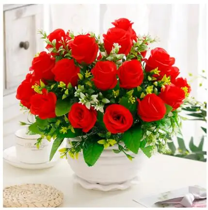 Современная керамическая ваза + набор искусственных цветов фигурка украшение