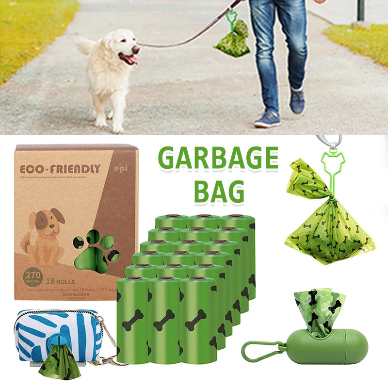 

1 Set 18 Roll Pet Poops Bags for Dogs Degradables Poops Bags Earth Friendly Leak-Proof Easy Tear-Off Dog Waste Bags
